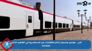 الآن.. مواعيد وأسعار تذاكر القطارات من الإسكندرية إلى القاهرة الاثنين 1/9/2025